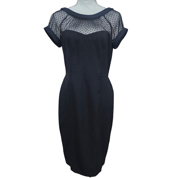 White House Black Market Dresses & Skirts - White House Black Market Black Mesh Yoke Sheath Dress Size 6
